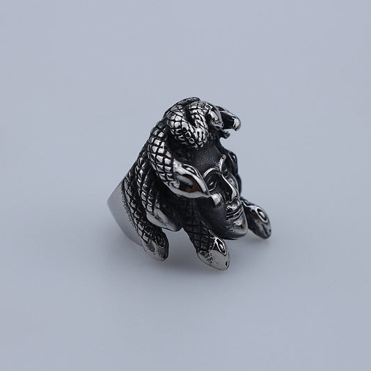 Silver Medusa Skull Ring