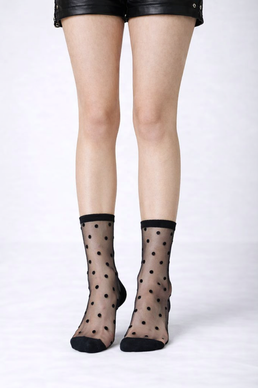 Black Sheer Polka Dot Ankle Socks