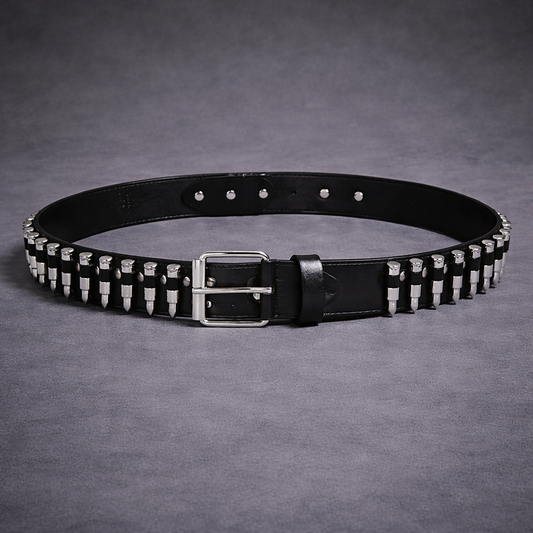 Black Bullet Faux Leather Belt