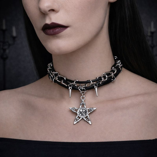 Black Chain Star Choker Necklace