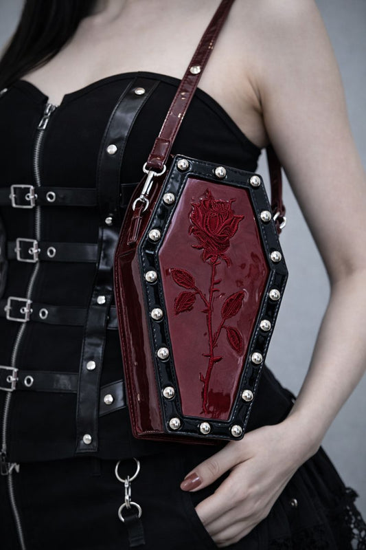 Gothic Coffin Rose Shoulder Bag
